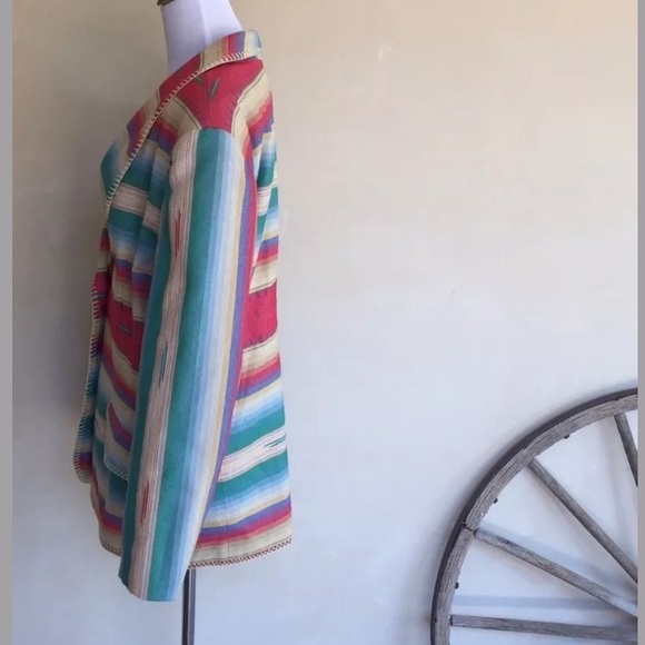 SOUTHWESTERN MEXICAN SERAPE BLANKET JACKET M USA!! - Picture 7 of 8